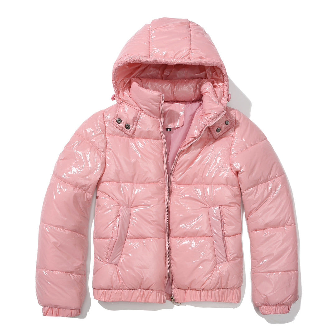 Shiny quilted jacket for women with removable hood Amarae