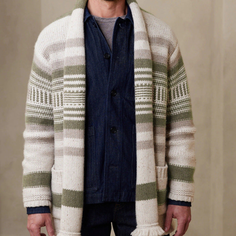 Men's knit jacket with modern pattern and practical pockets Lune London