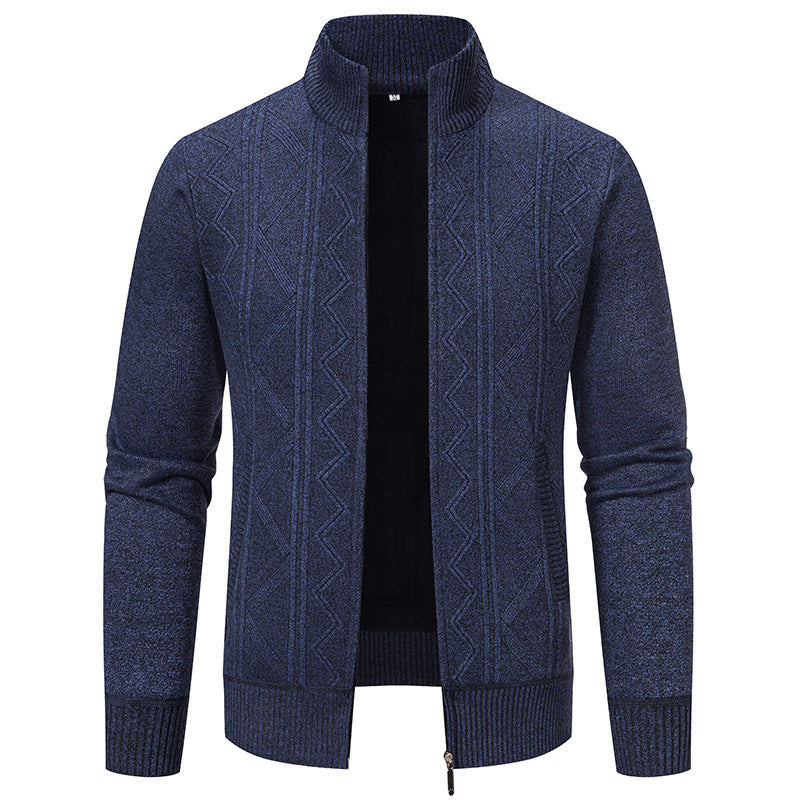 Elegant knitted jacket for men with textured pattern and high collar Lune London