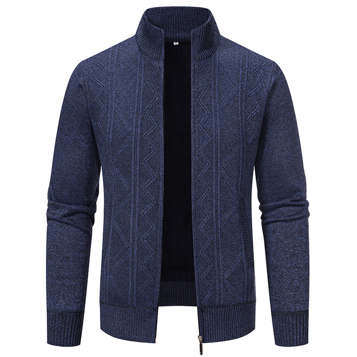 Elegant knitted jacket for men with textured pattern and high collar Lune London