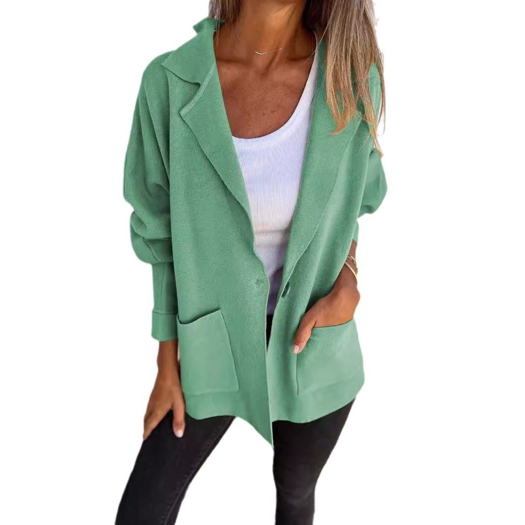 Women Casual Oversized Blazer with Practical Pockets and Button Closure Lune London