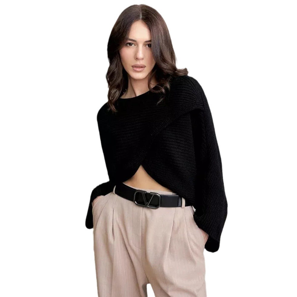 Pull en tricot court décontracté pour femme avec coupe loose Chic & Stil