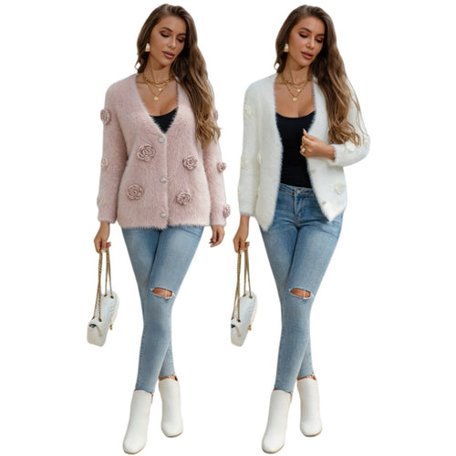 Women's soft cardigan with floral design Amarae