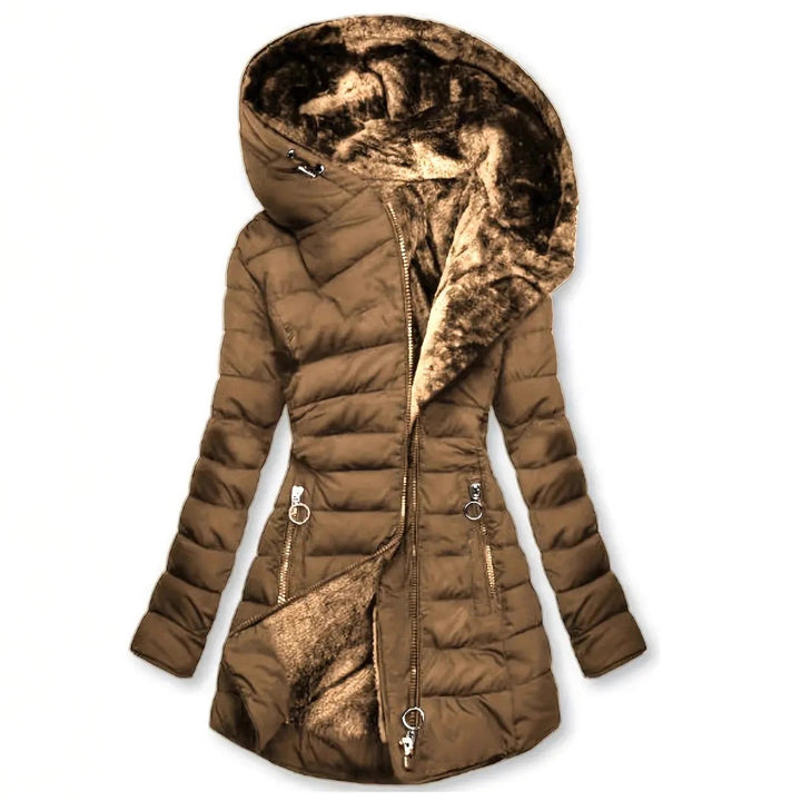 Ladies long winter coat with soft inner lining Lune London