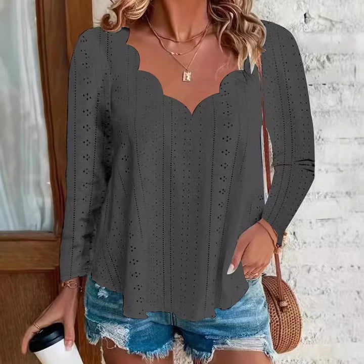 Light blouse for women with a modern airy pattern and an elegant neckline Lune London