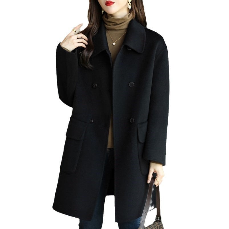 Women's Double-Breasted Wool Coat Chic Und Stil