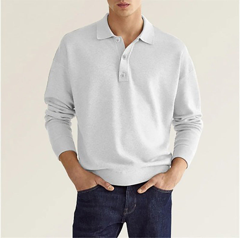Long sleeve polo shirt for men in breathable fabric with modern button details Lune London