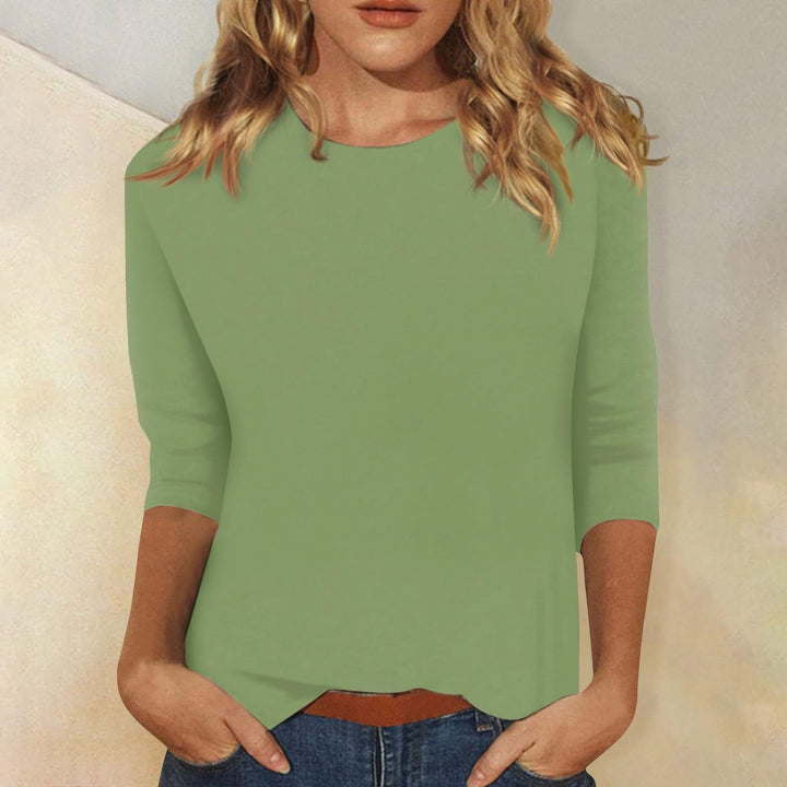 Women's Casual Top with 3/4 Sleeves and Round Neck Lune London
