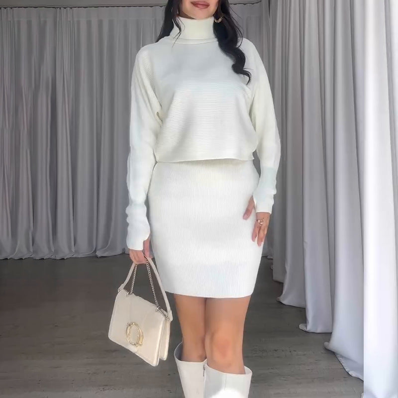 Knit dress for women with casual turtleneck and raglan sleeves Lune London