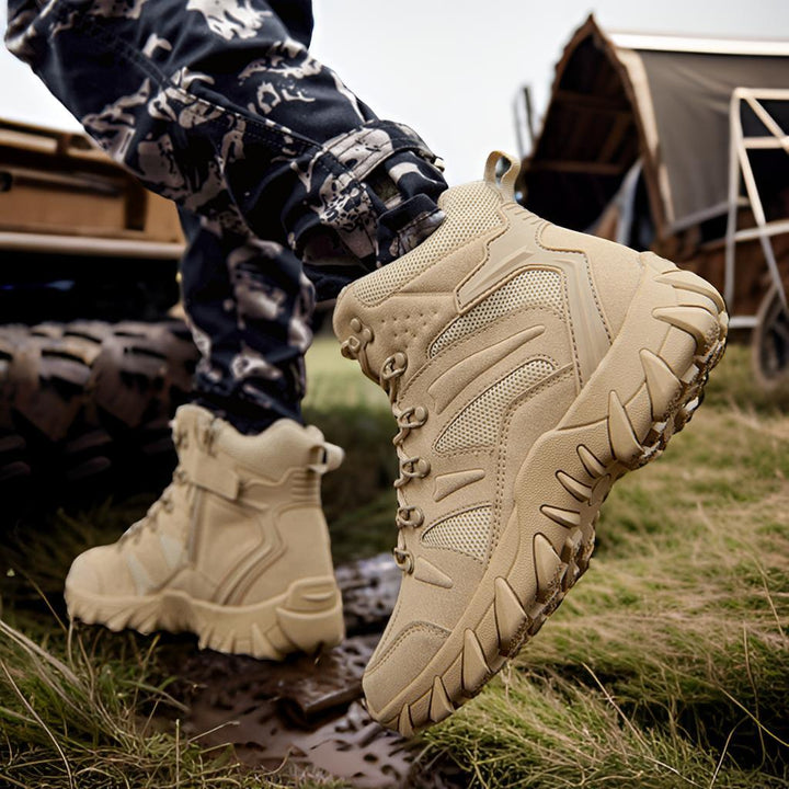 Men's Ankle-Height All-Terrain Tactical Hiking Boot with Reinforced Toe Cap and Multidirectional Grip Amarae