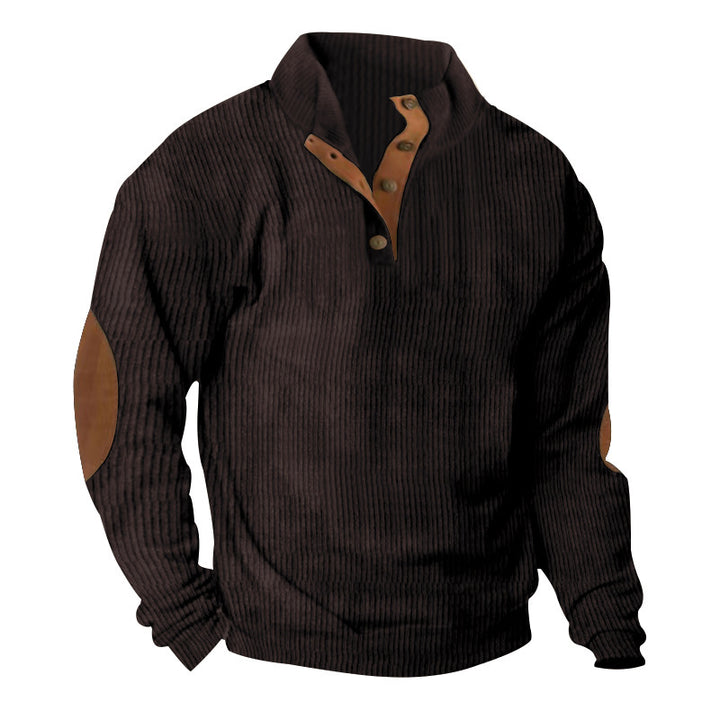 Structured sweater for men with modern leather applications Lune London