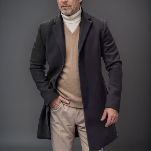 Men's Elegant Long Coat with Timeless Silhouette Amarae
