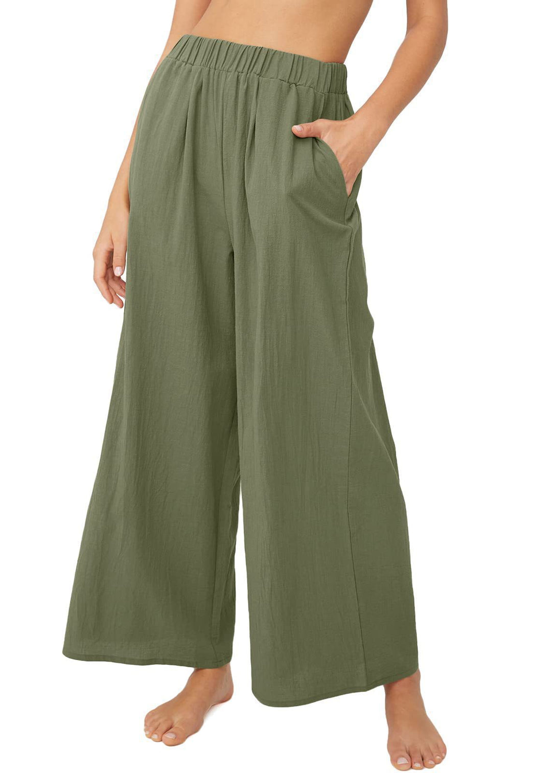 Summer pants for women, loose-fitting, with elastic waist and practical side pockets Lune London