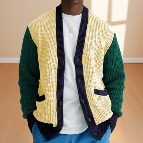 Men's knit jacket with contrasting colors and practical pockets Amarae