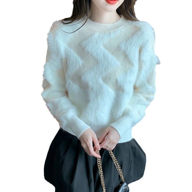 Pull confortable élégant pour femmes avec motif géométrique Chic & Stil