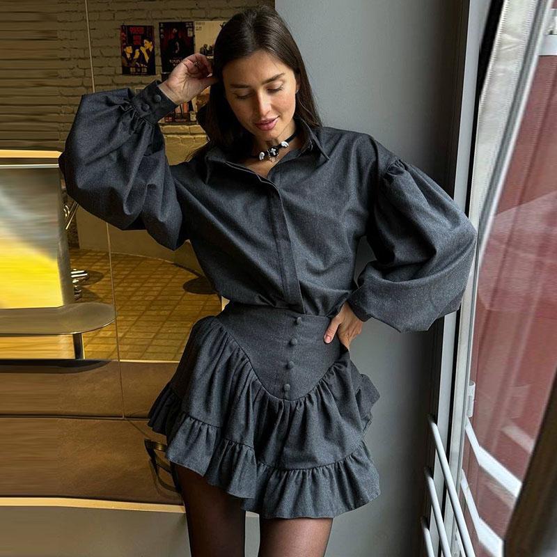 Striped blouses for women with voluminous sleeves and a gathered hem Lune London