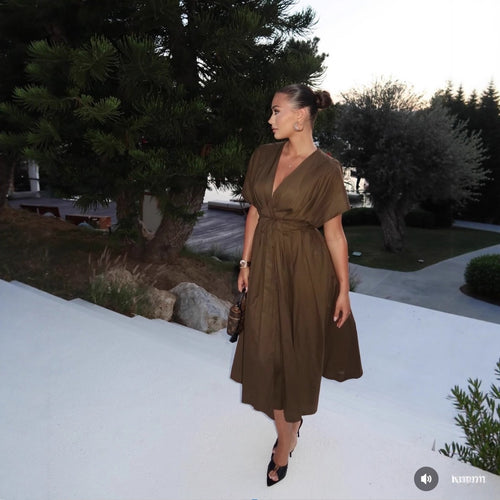 Midi dress for women with an elegant wrap effect and a flowy cut Amarae