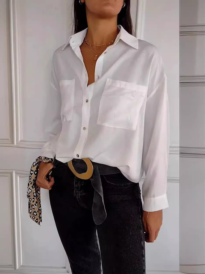 Ladies Elegant blouse with buttonhole and fine details Lune London