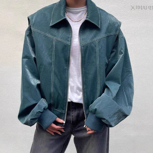 Modern faux leather jacket for women with a sporty cut and practical pockets Amarae