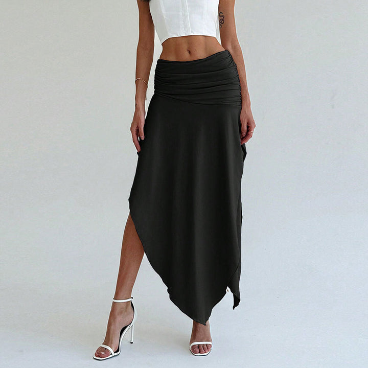 Asymmetrical maxi skirt for women with an elegant drape Chic & Stil