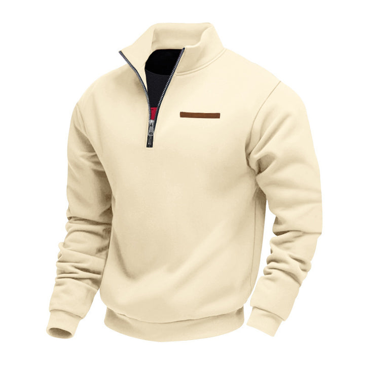High-quality fleece jacket for men with high collar and zipper Lune London