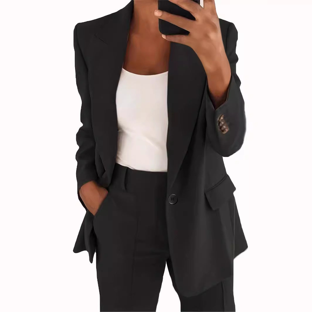 Women high-waisted straight-cut suit trousers with crease Amarae