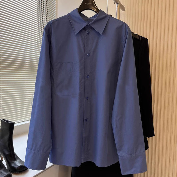 Blouse élégante pour femmes à manches longues avec patte de boutonnage et poche poitrine Chic & Stil