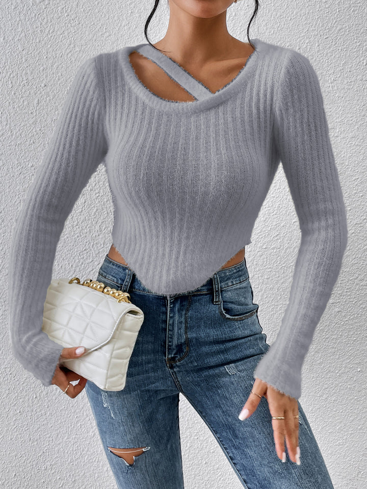 T-shirt en tricot pour femme avec épaule découverte et ourlet élastique Chic & Stil