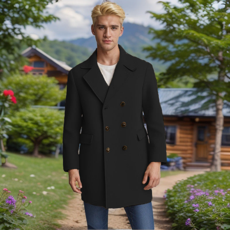 Elegant double-breasted coat for men in soft material Lune London