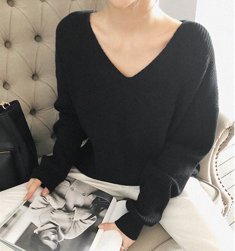 Pull-over pour femmes confortable avec col en V et texture côtelée Chic & Stil