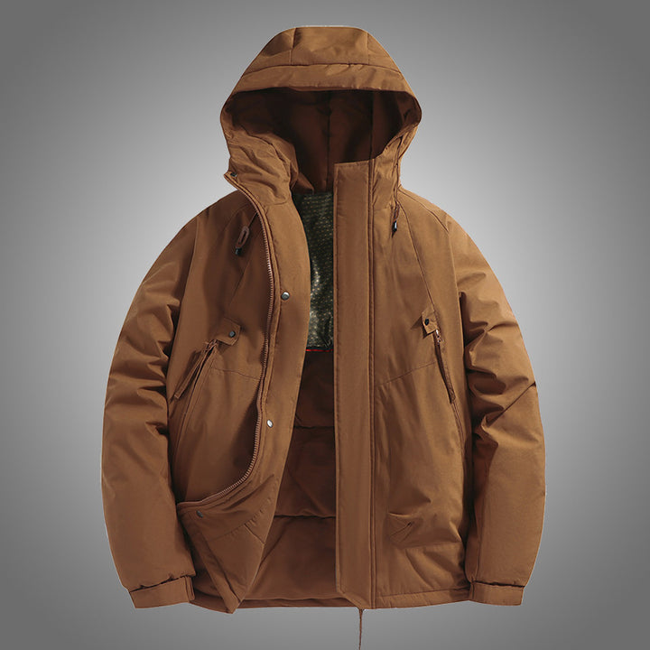 Functional jacket for men with adjustable hood and insulated lining Lune London