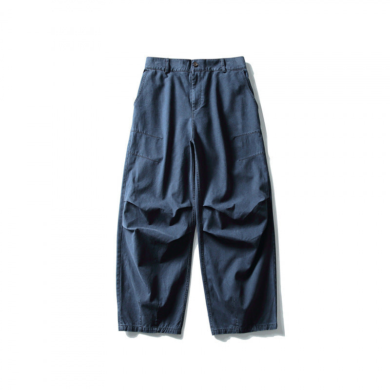 Unisex Wide Utility Cargo Pants in Relaxed Fit with Knee Darts and Elastic Hem Amarae