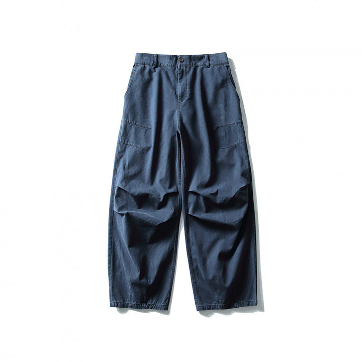 Unisex Wide Utility Cargo Pants in Relaxed Fit with Knee Darts and Elastic Hem Amarae