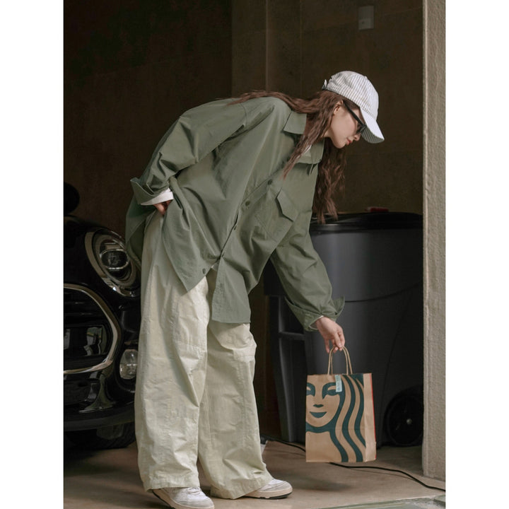 Women's Boxy-Field Shirt made of lightweight cotton twill with chest flap and dropped shoulder Amarae