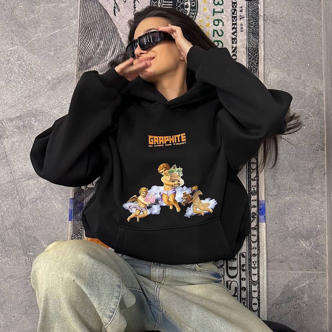Oversized hoodie for women with creative print and relaxed cut Amarae