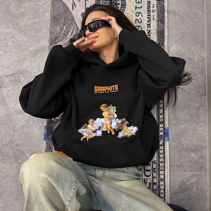 Oversized hoodie for women with creative print and relaxed cut Amarae