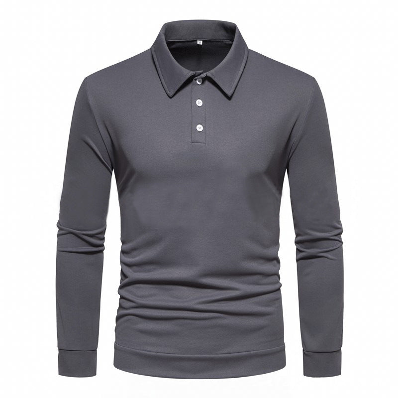 Long sleeve polo shirt for men in breathable fabric with modern button details Lune London