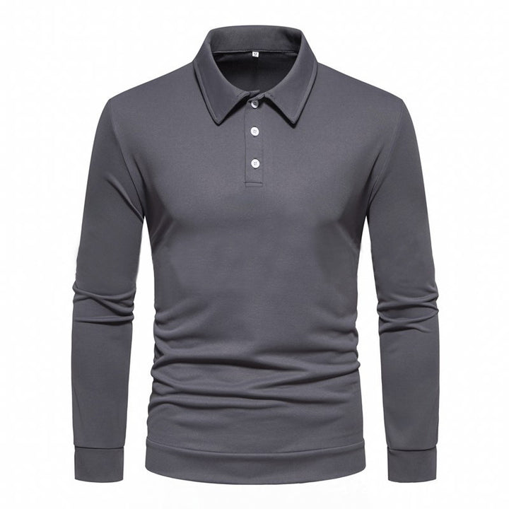 Long sleeve polo shirt for men in breathable fabric with modern button details Lune London
