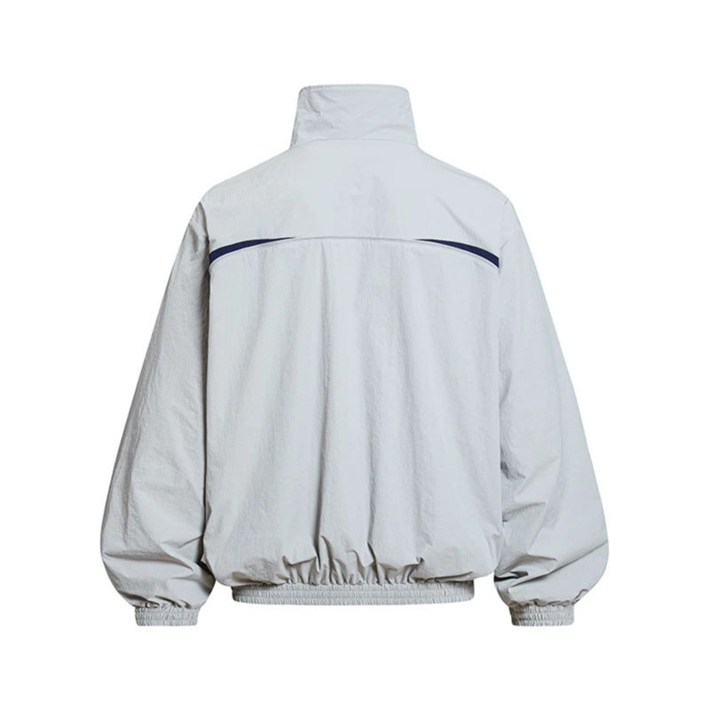 Men's Lightweight Windbreaker Jacket with Stand Collar, Elastic Hem and Relaxed Fit Amarae