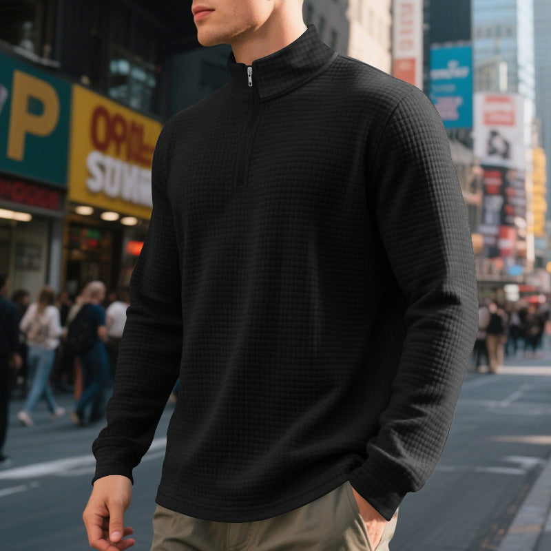 Trendy polar fleece sweater for men with a high collar and zipper Lune London
