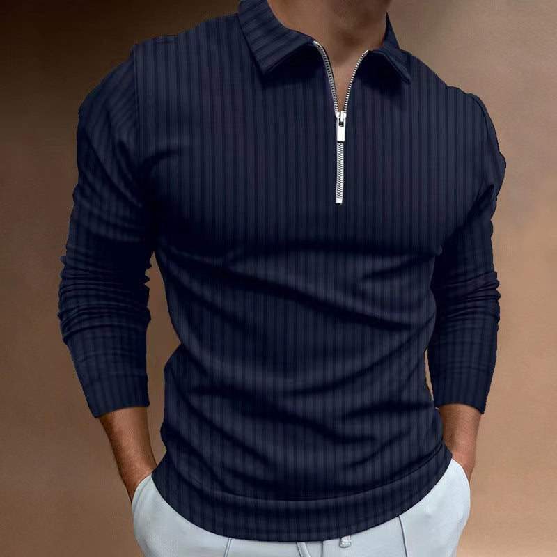 Men's long sleeve polo with trendy zip closure Lune London