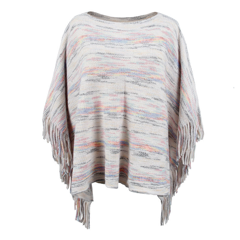 Ladies cozy poncho with fringe details Lune London