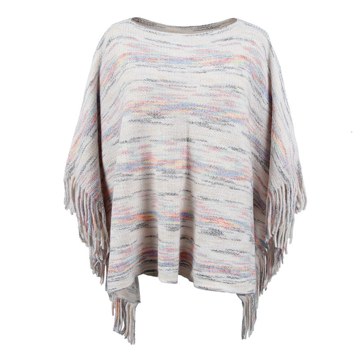 Ladies cozy poncho with fringe details Lune London