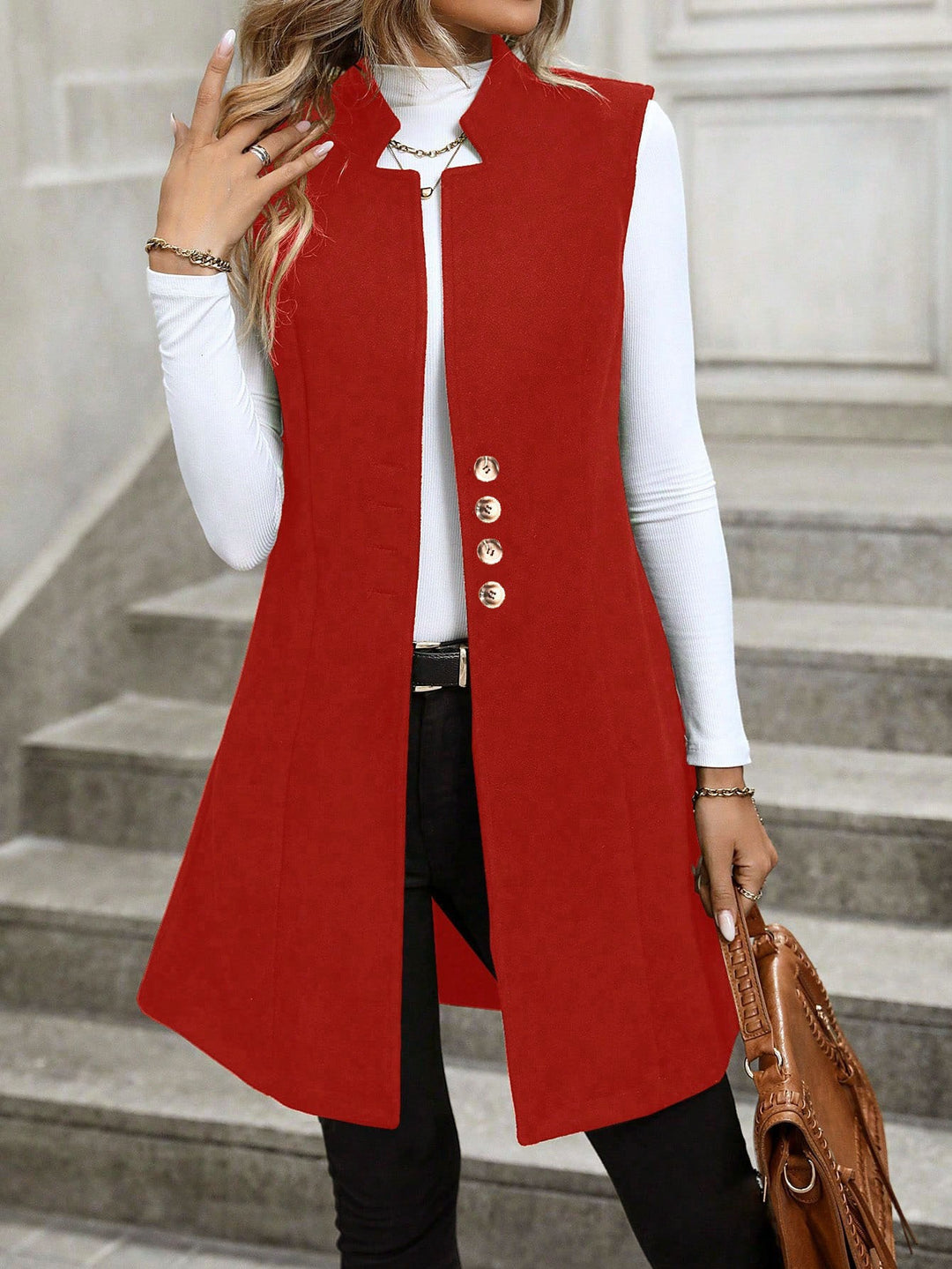 Dames élégant gilet avec des détails de bouton Chic & Stil