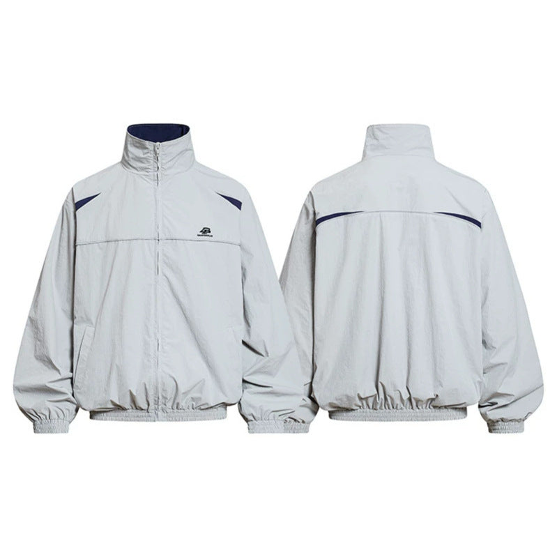 Men's Lightweight Windbreaker Jacket with Stand Collar, Elastic Hem and Relaxed Fit Amarae