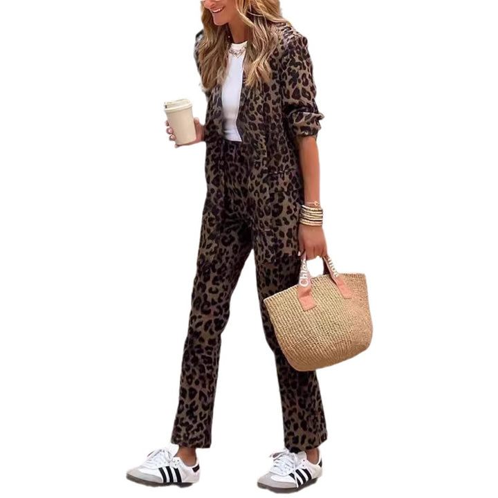 Chic animal print blazer and pant set for women Lune London