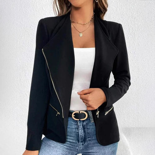 Veste blazer élégante pour femmes avec des détails de fermeture éclair à la mode Chic & Stil