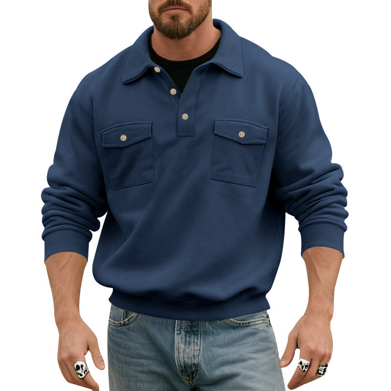 Comfortable fleece pullover for men with practical chest pockets Lune London