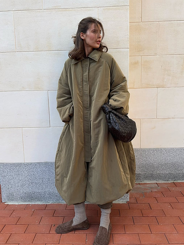 Women's Oversized Padded Coat with Balloon Hem and Raglan Sleeves Amarae