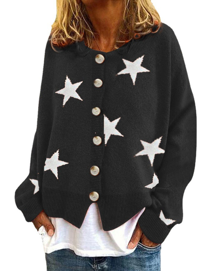 Casual knitted jacket for women with star pattern Lune London